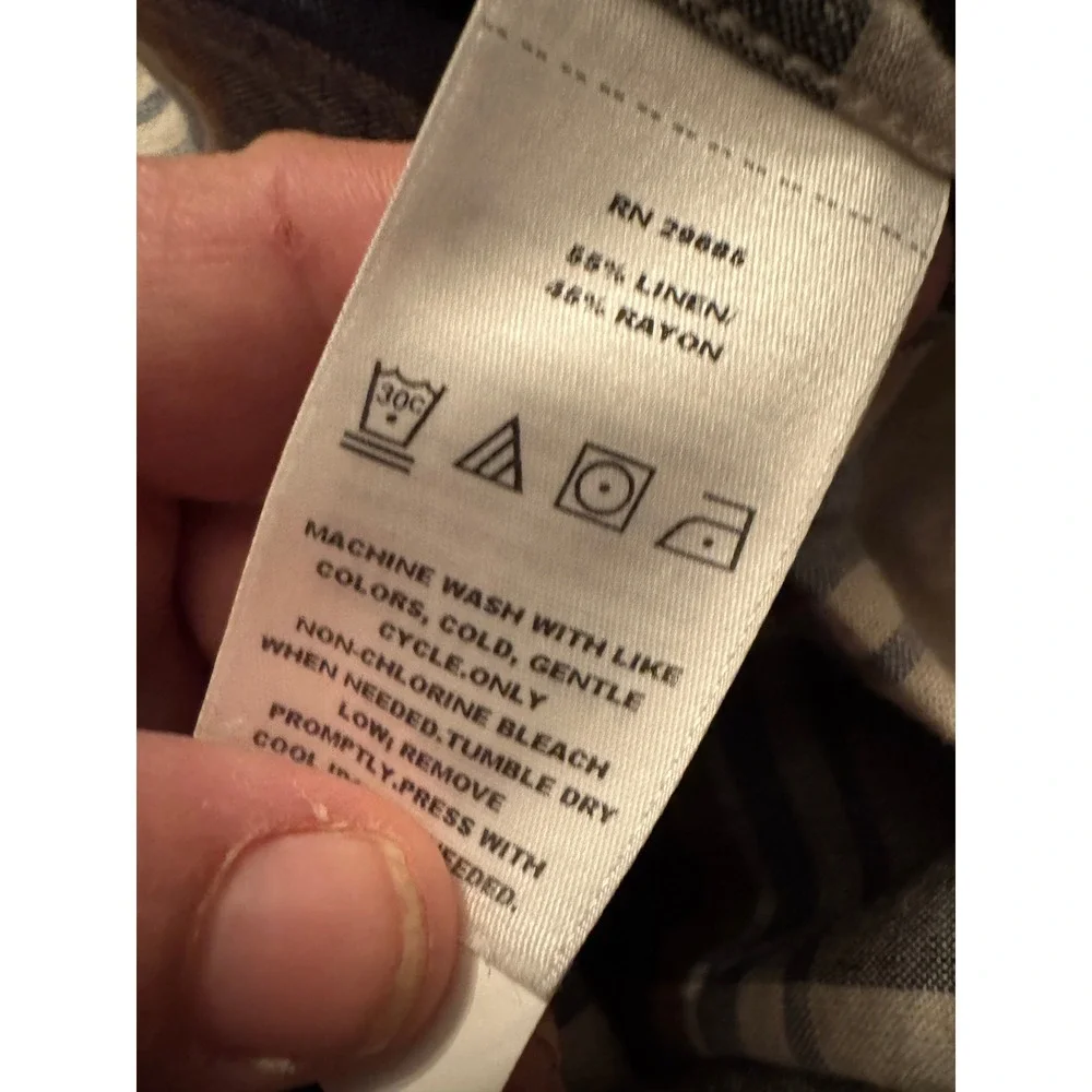Pendleton XXL Blue Tan Plaid Linen Blend Long Sleeve‎ Button Down Shirt